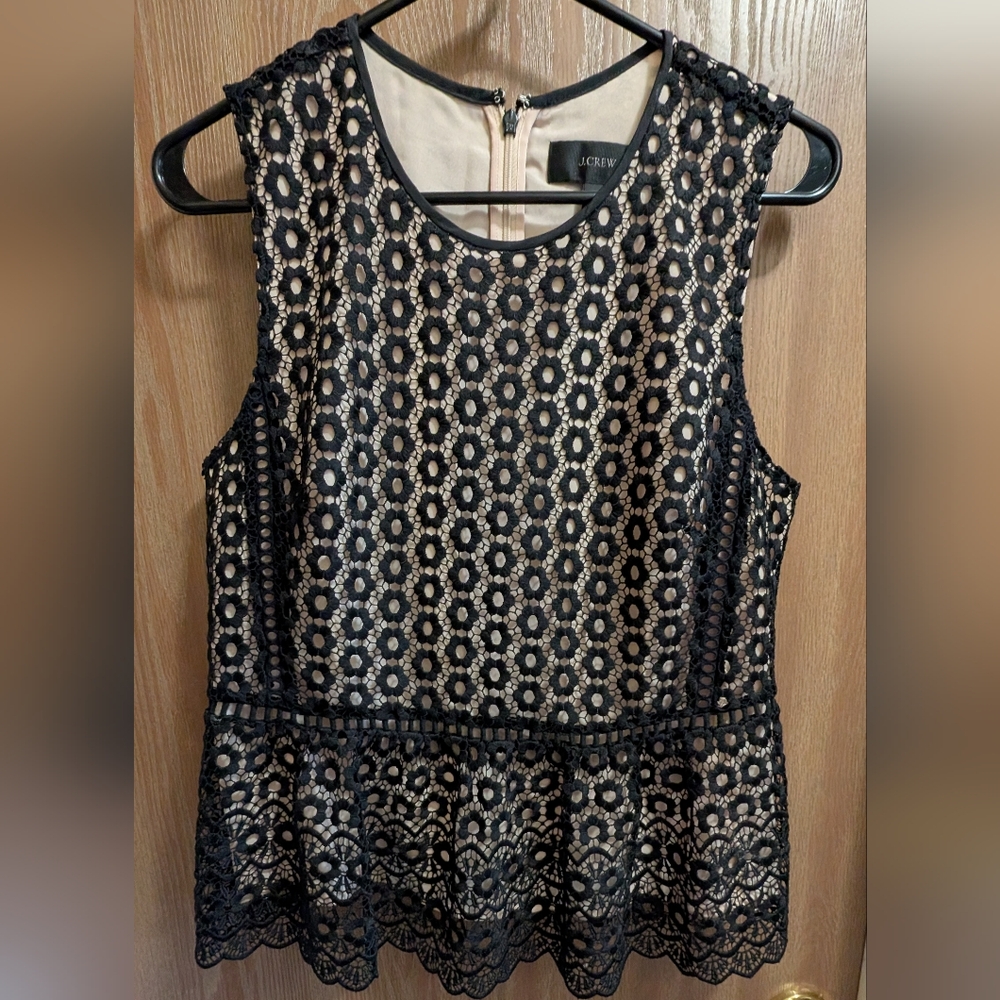 J. Crew Black Lace Sleeveless Blouse